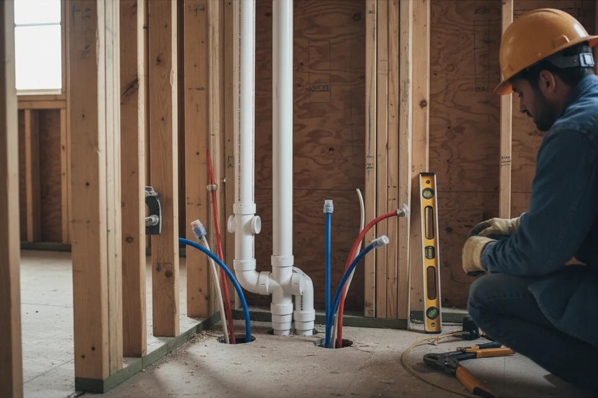 Drain and supply rough-in during Leak Detection in Norvelt
